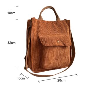 Hylhexyr Corduroy Shoulder Bag Women Vintage Shopping Bags Zipper Girls Student Bookbag Handbags Casual Tote With 1