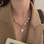 IFMIA 2021 Trend Pearl Thick Chain Pendant Necklace