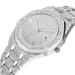 Iced Out Watch for Men Gold Watch Quartz Calendar Cool Watch Bling Bling Crystal Diamond Luxury