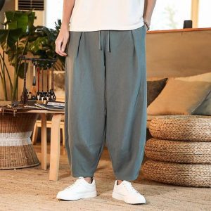 Japanese Loose Men s Cotton Linen Pants Male Summer New Breathable Solid Color Linen Trousers Fitness 1.jpg 640x640 1