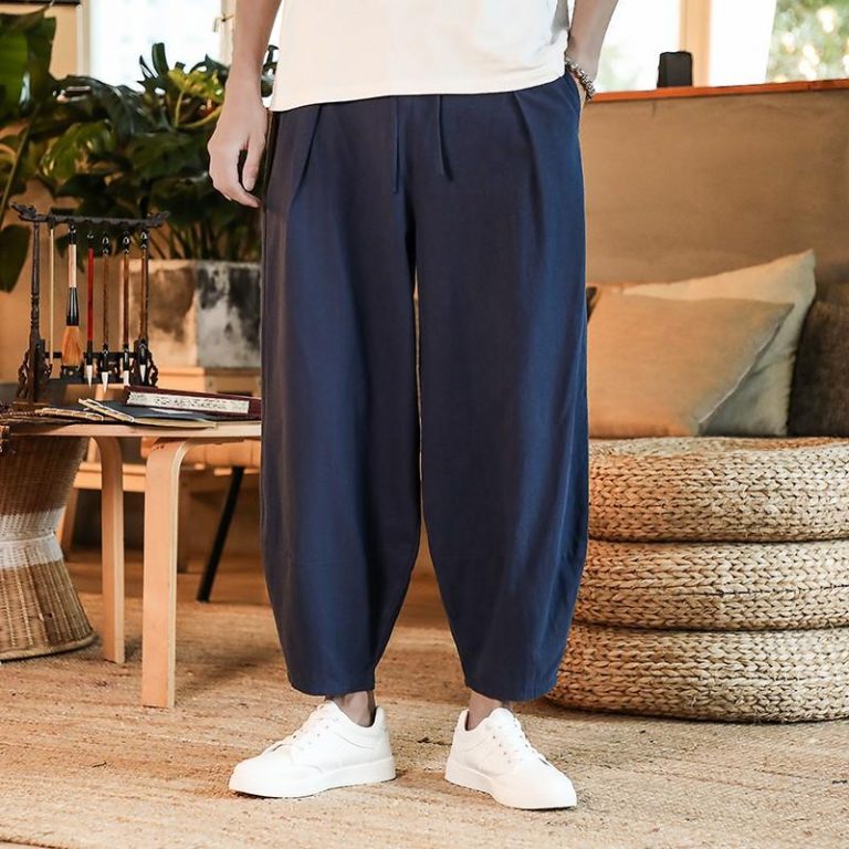 Japanese Loose Men s Cotton Linen Pants Male Summer New Breathable Solid Color Linen Trousers Fitness 3