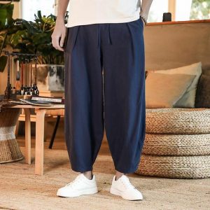 Japanese Loose Men s Cotton Linen Pants Male Summer New Breathable Solid Color Linen Trousers Fitness 3.jpg 640x640 3