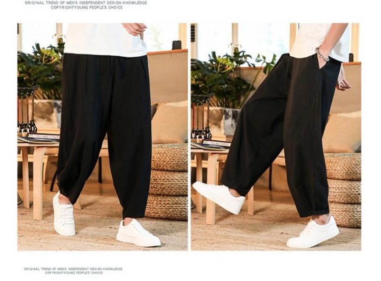 Japanese Loose Men s Cotton Linen Pants Male Summer New Breathable Solid Color Linen Trousers Fitness 5