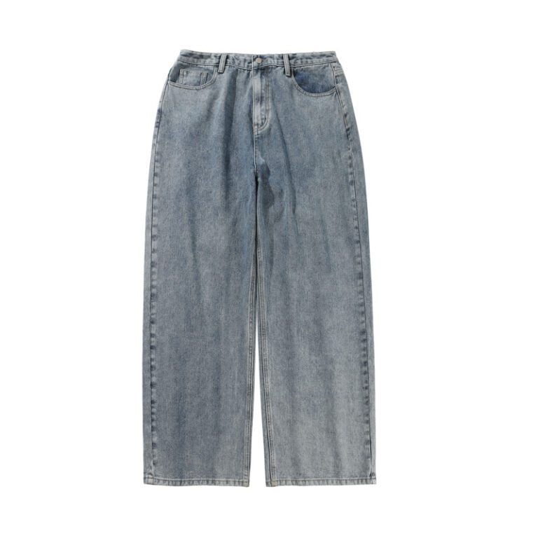 Jeans Longgar Ukuran Besar Jeans Kaki Lebar Kasual Retro Fashion Pria Celana Denim Lurus Hip Hop 5