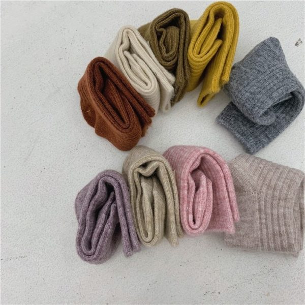 Jeseca Cashmere Thick Warm Women s Socks Korean Fashion Solid Autumn Winter Long Socks for Woman 2