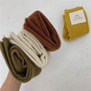 Jeseca Cashmere Thick Warm Women s Socks Korean Fashion Solid Autumn Winter Long Socks for Woman