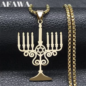 Radiant Hanukkah Menorah Necklace | Star of David Jewelry