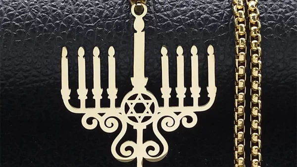 Radiant Hanukkah Menorah Necklace