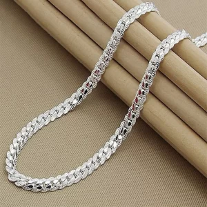 KCRLP 925 Sterling Silver 6mm Side Chain 8 18 20 22 24 Inch Necklace For Woman