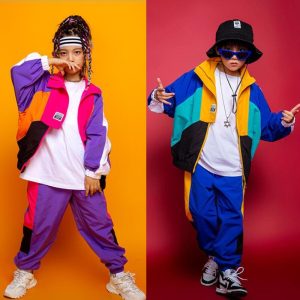 Kid Festival Hip Hop dancing Outfits Green Sweatshirt Crop Tops Jogger Pants for Girls Dance Costumes