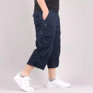 Knee Length Cargo Shorts Men s Summer Casual Cotton Multi Pockets Breeches Cropped Short Trousers Military 2.jpg 640x640 2