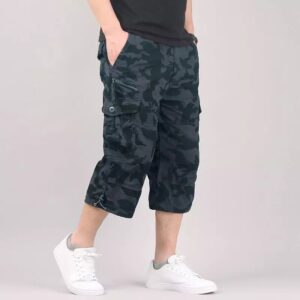 Knee Length Cargo Shorts Men s Summer Casual Cotton Multi Pockets Breeches Cropped Short Trousers Military 4
