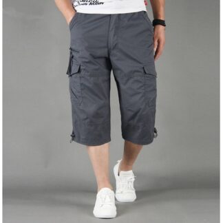 Knee Length Cargo Shorts Men s Summer Casual Cotton Multi Pockets Breeches Cropped Short Trousers Military 4.jpg 640x640 4