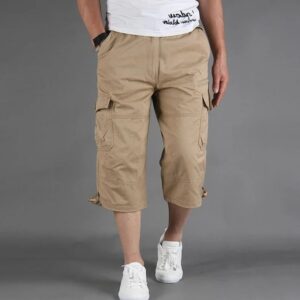 Knee Length Cargo Shorts Men s Summer Casual Cotton Multi Pockets Breeches Cropped Short Trousers Military 6.jpg 640x640 6