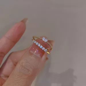 Korean Fashion Heart Rhinestone Ring Adjustable Cute Rings For Women Wedding Engagement Female Jewerly Ring Gift