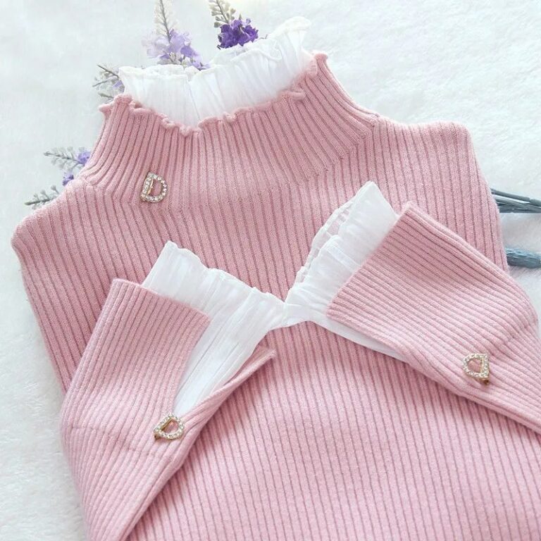 Korean Fashion Patchwork Warm Sweater Women Elegant Long Sleeve Slim Turtleneck Knitted Shirt Chic Net Yarn