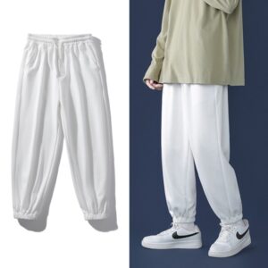 Korean Style Fashion Sweatpants New Autumn Light Gray Baggy Wide leg Pants Straight leg Casual Tie 2.jpg 640x640 2