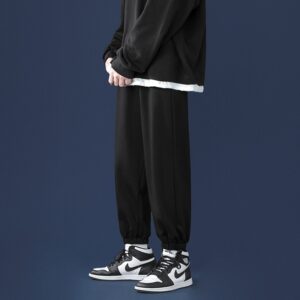 Korean Style Fashion Sweatpants New Autumn Light Gray Baggy Wide leg Pants Straight leg Casual Tie 3