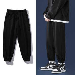 Korean Style Fashion Sweatpants New Autumn Light Gray Baggy Wide leg Pants Straight leg Casual Tie.jpg 640x640