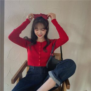 Korean Style O neck Short Knitted Sweaters Women Thin Cardigan Fashion Sleeve Sun Protection Crop Top 6.jpg 640x640 6