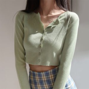 Korean Style O neck Short Knitted Sweaters Women Thin Cardigan Fashion Sleeve Sun Protection Crop Top.jpg 640x640