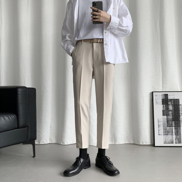 Korean Style Suit Pants Men s Slim Fashion Solid Color Business Society Dress Pants Men Streetwear 4