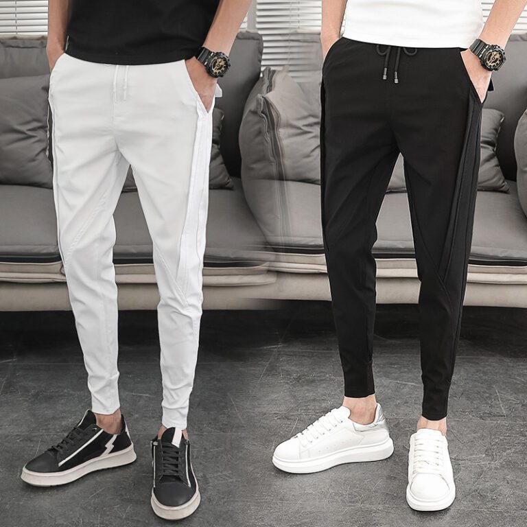 Korean Summer Pants Men Fashion Design 2022 Slim Fit Men Harem Pants Ankle Length Solid All 1