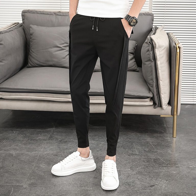 Korean Summer Pants Men Fashion Design 2022 Slim Fit Men Harem Pants Ankle Length Solid All 2