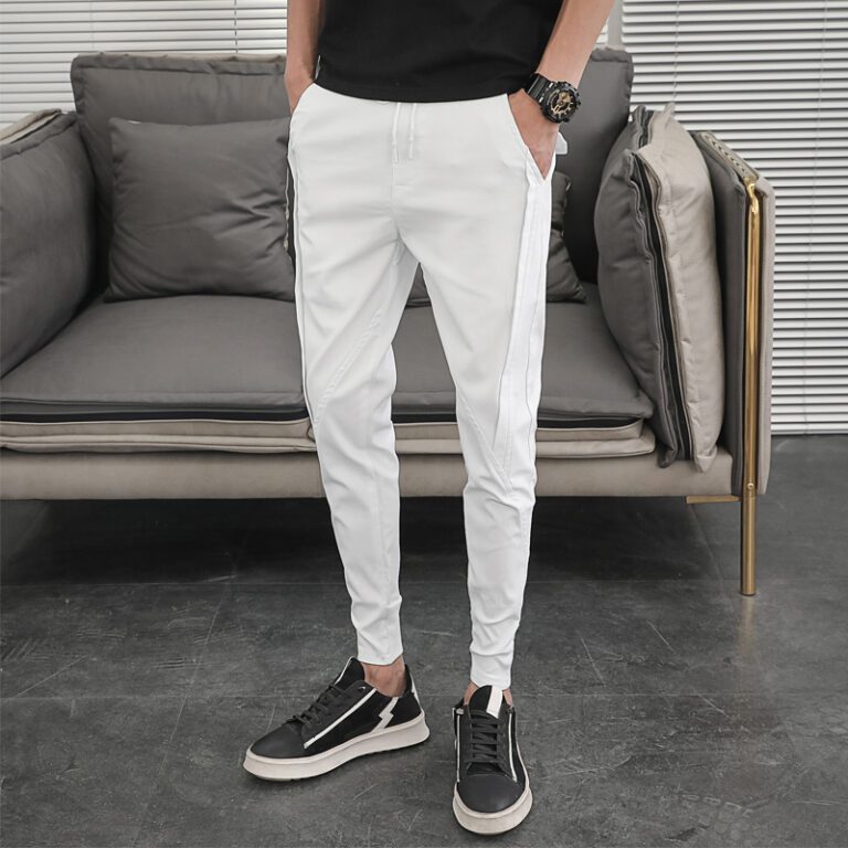 Korean Summer Pants Men Fashion Design 2022 Slim Fit Men Harem Pants Ankle Length Solid All