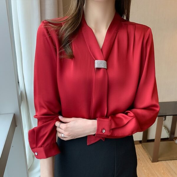 Korean Women Shirts Chiffon Blouses for Women Long Sleeve Shirts Tops Woman Ribbon Blouse Tops Fashion 3