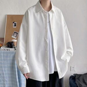 LAPPSTER Men Korean Fashion White Long Sleeve Shirts 2022 Mens Harajuku Black Oversized Shirt Male Button 5.jpg 640x640 5