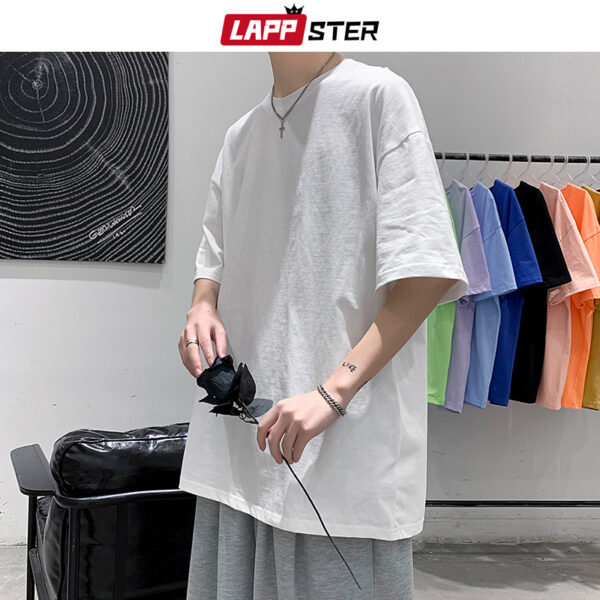 LAPPSTER Men Oversized Graphic Solid T Shirts Colorfuls 100 Cotton 2022 Mens White Classical Tee Male 1