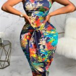 LW Plus Size Summer Low Neck Dress Floral