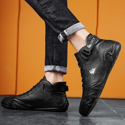 Leather Casual Shoes for Men Sneakers Luxury 2023 New In Male Fashion Loafers Shoes Lace Up 5