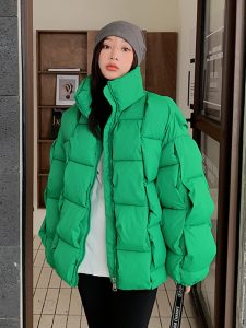 Loose New Women s Winter Jacket 2023 Trench Coat Thick Warm Female Parka Weave Stylish Street