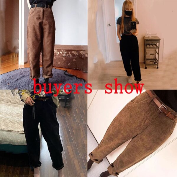 Lucyever Women s Loose Corduroy Pants Vintage High Waist Straight Trousers Female 2022 Spring New Oversize 5
