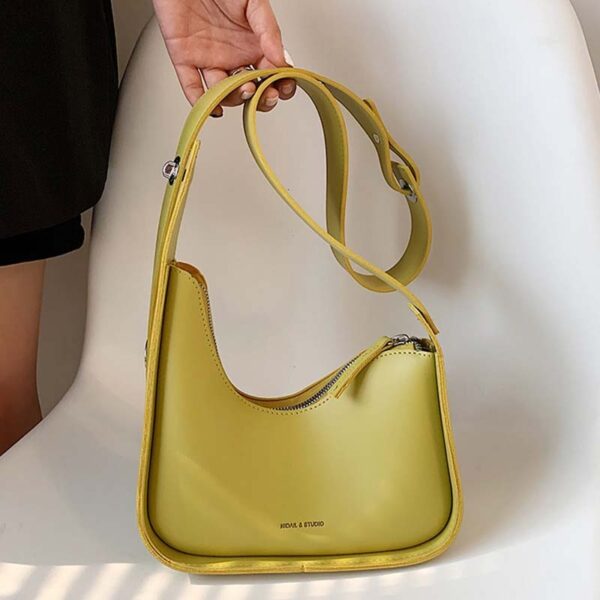 Luxury Crossbody Bags For Women 2021 Leather Lemon Color Shoulder Bag Women Casual Satchels Wide Straps
