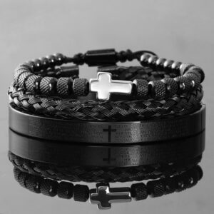 Luxury Set Stainless Steel Bracelet Hip Hop Men Jewelry Cross Charm Open Brangle Carving Spanish Scripture 7.jpg 640x640 7