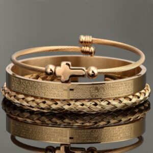 Luxury Set Stainless Steel Bracelet Hip Hop Men Jewelry Cross Charm Open Brangle Carving Spanish Scripture.jpg 640x640