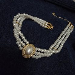 Luxury Vintage Three layer Pearl Collar Choker 2023 New In Trend Jewelry Fashion Woman s Choker