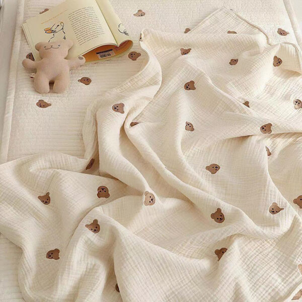 MILANCEL Ins Hot Newborn Baby Blanket Korean Bear Embroidery Kids Sleeping Blanket Cotton Bedding Accessories 2
