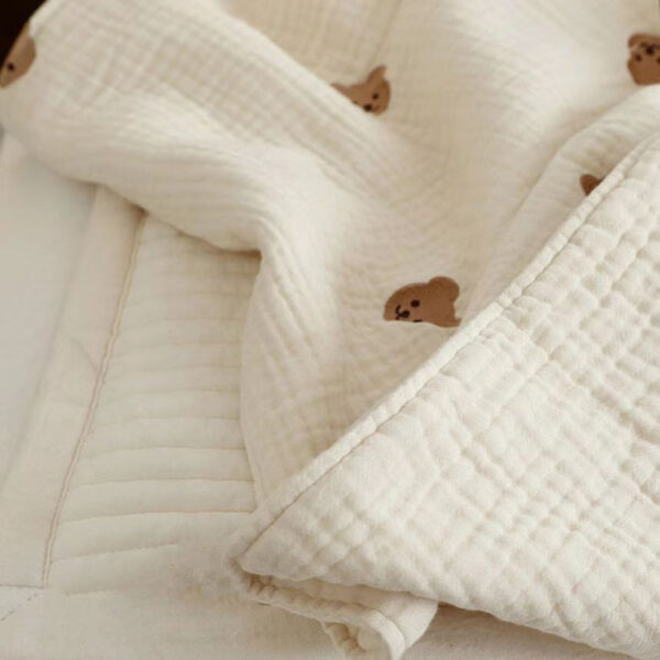MILANCEL Ins Hot Newborn Baby Blanket Korean Bear Embroidery Kids Sleeping Blanket Cotton Bedding Accessories 4