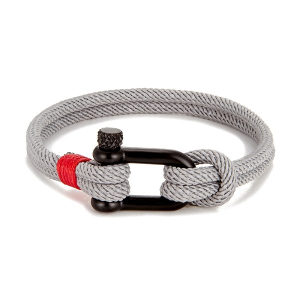 MKENDN Men Black Stainless Steel U shape Survival Bracelet Outdoor Camping Rescue Emergency Shackle Rope Bracelet 3