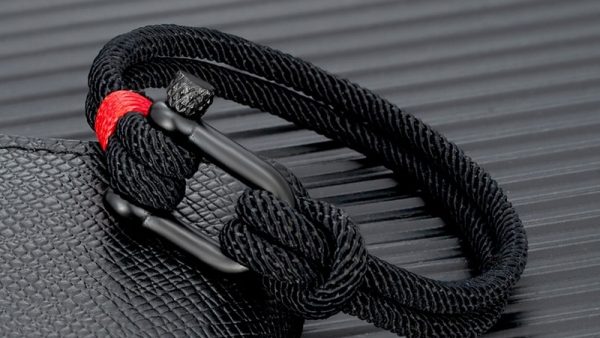 MKENDN Men Black Stainless Steel U shape Survival Bracelet Outdoor Camping Rescue Emergency Shackle Rope Bracelet