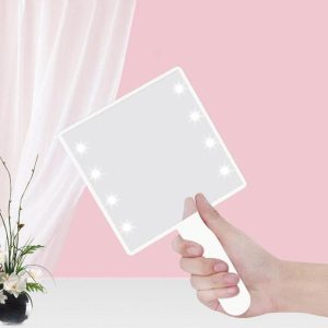 Makeup Mirror with LED Light with x LED Beads Handheld Small Square Cosmetic Mirror Gift for jpg x