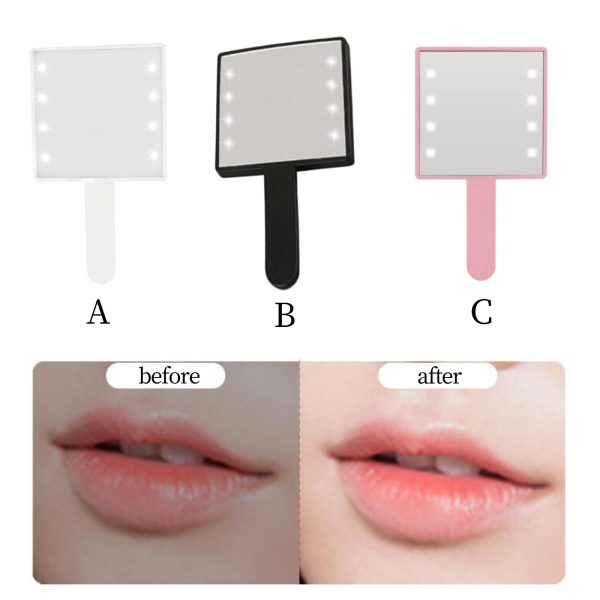 Makeup Mirror with LED Light with x LED Beads Handheld Small Square Cosmetic Mirror Gift for