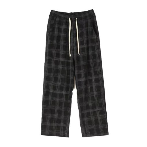 Men Checkered Casual Pants Loose Straight Corduroy Pants Sweatpants Man Fashion Streetwear 2023 Spring New Hip 5