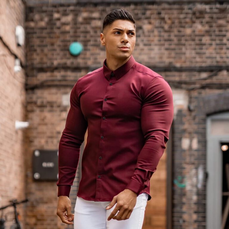 Men Fashion Casual long Sleeve Solid Shirt Super Slim Fit Male Social Business Dress Shirt Brand 2