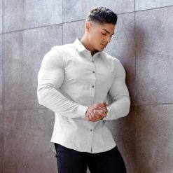 Men Fashion Casual long Sleeve Solid Shirt Super Slim Fit Male Social Business Dress Shirt Brand 5.jpg 640x640 5