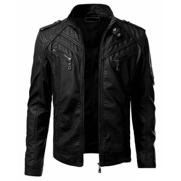 Men Faux Leather Jacket Motorcycle 5Xl Men Jackets Black Jaqueta De Couro Masculina Outwear Male Slim 2